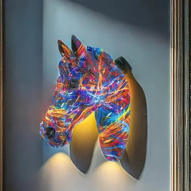Glam Style Resin Horse Head Sculpture, Collectible Figurine Wall Art, Versatile Decor for Living Room,... - House Of Avana