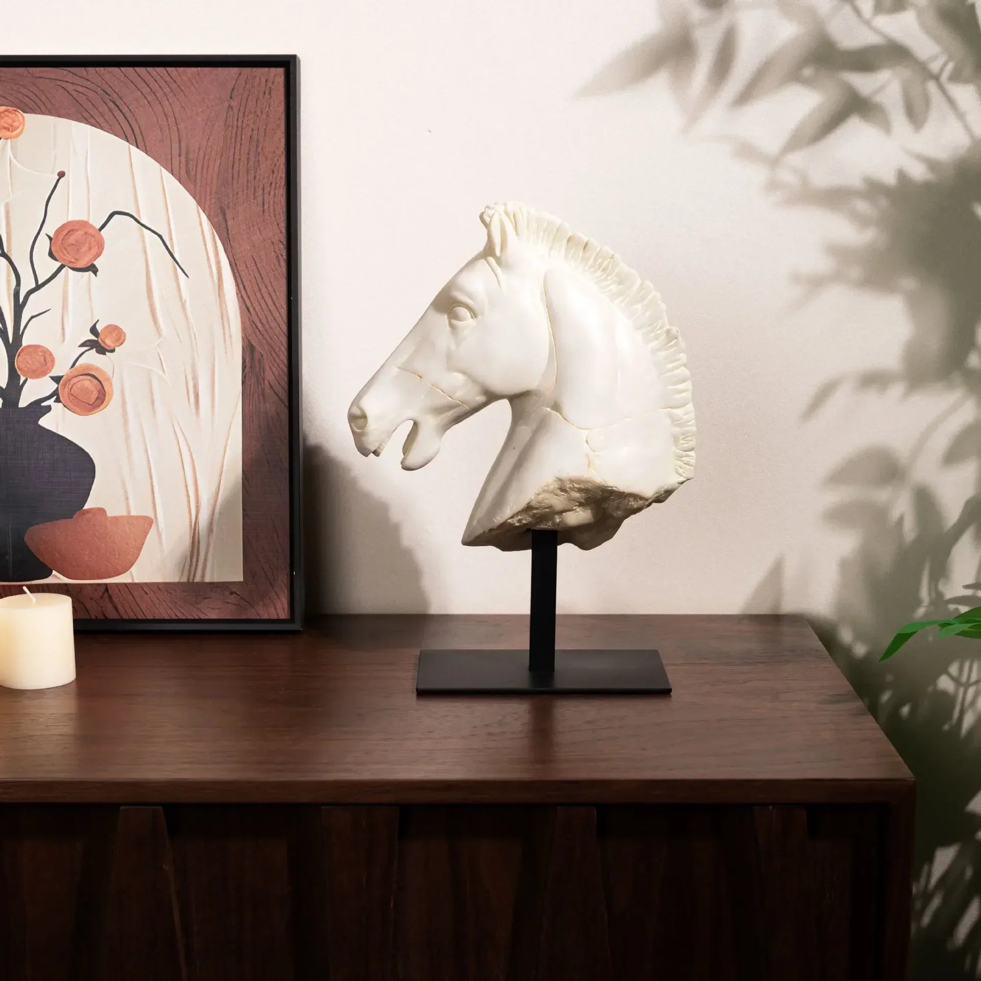 Horse Head - Retro Bronze Statue | Mixed (Metal and) Horse Sculpture | scale view | Traditional home decor | House of Avana