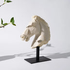 Horse Head - Retro Bronze Statue | Mixed (Metal and) Horse Sculpture | base detail | Traditional home decor | House of Avana