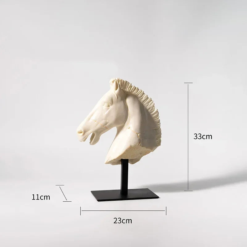 Horse Head - Retro Bronze Statue | Mixed (Metal and) Horse Sculpture | dimensions | Traditional home decor | House of Avana