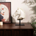 Horse Head - Retro Bronze Statue | Mixed (Metal and) Horse Sculpture | side view | Traditional home decor | House of Avana