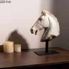 Horse Head - Retro Bronze Statue | Mixed (Metal and) Horse Sculpture | back view | Traditional home decor | House of Avana