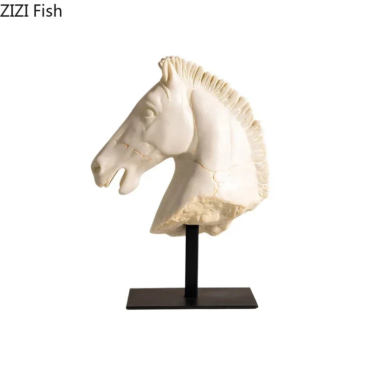 Horse Head - Retro Bronze Statue | Mixed (Metal and) Horse Sculpture | top view | Traditional home decor | House of Avana