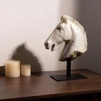 Horse Head - Retro Bronze Statue | Mixed (Metal and) Horse Sculpture | in-room display | Traditional home decor | House of Avana