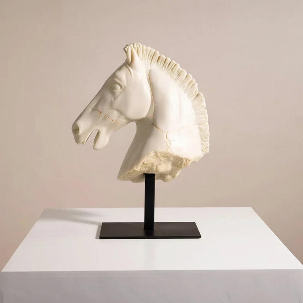 Horse Head - Retro Bronze Statue | Mixed (Metal and) Horse Sculpture | front view | Traditional home decor | House of Avana