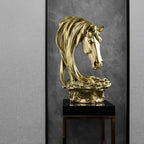 Resin Horse Head Figurine Sculpture with Intricate Details, close-up view - House Of Avana