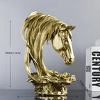 Horse Head Sculpture Artistic Gold and White for Home Decor Lovers