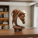Horse Head Sculpture Artistic Gold and White for Home Decor Lovers