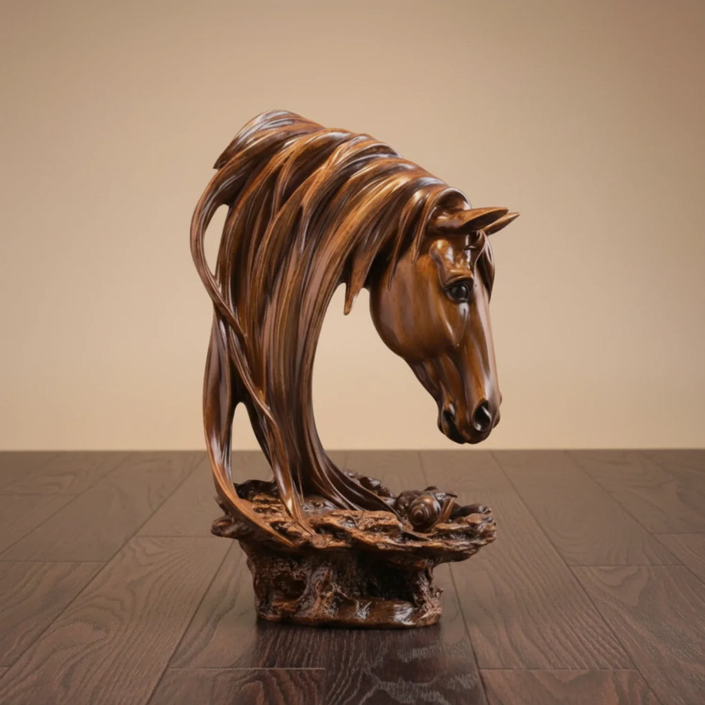 Horse Head Sculpture Artistic Gold and White for Home Decor Lovers