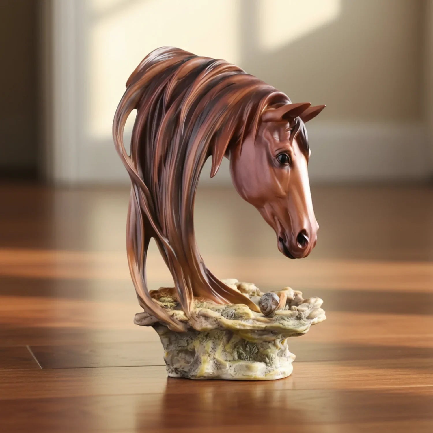 Horse Head Sculpture Artistic Gold and White for Home Decor Lovers