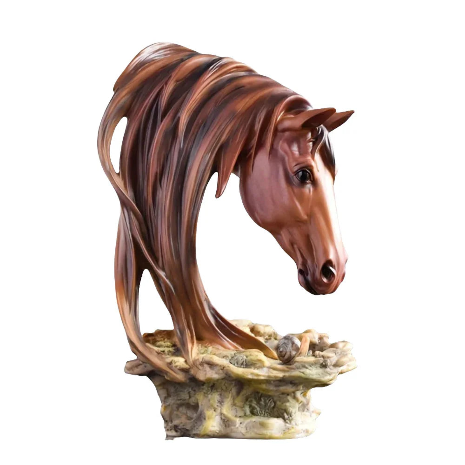 Bronze horse head figurine, intricately detailed sculpture - House of Avana
