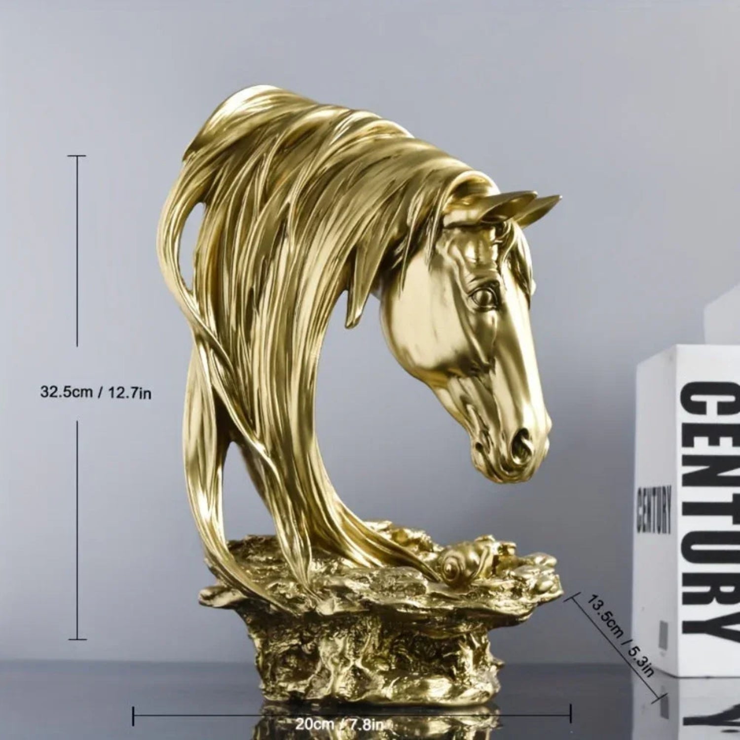 Resin Horse Head Figurine Sculpture with Intricate Details, lifestyle image - House Of Avana