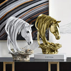 Resin Horse Head Figurine Sculpture with Intricate Details, front view - House Of Avana