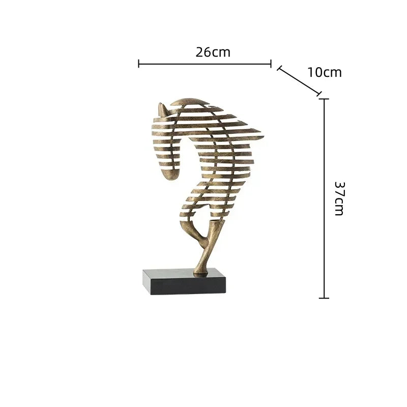 Horse Head Sculpture - Geometric Metal | Mixed (Metal and Marble) Horse Sculpture | product view 19 | Abstract home decor | House of Avana