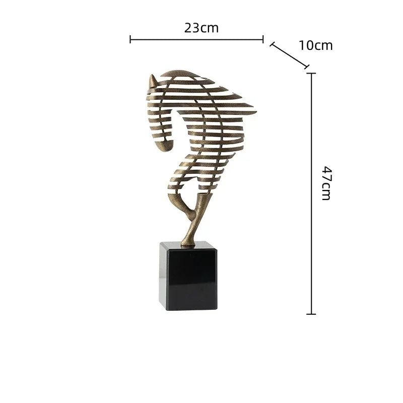Horse Head Sculpture - Geometric Metal | Mixed (Metal and Marble) Horse Sculpture | product view 20 | Abstract home decor | House of Avana