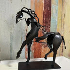 Wrought Iron Hollow Horse Sculpture, 3d Luminous Immediately Metal Sculpture, Horse-riding Sculpture... - House Of Avana