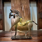 Wrought Iron Hollow Horse Sculpture, 3d Luminous Immediately Metal Sculpture, Horse-riding Sculpture... - House Of Avana