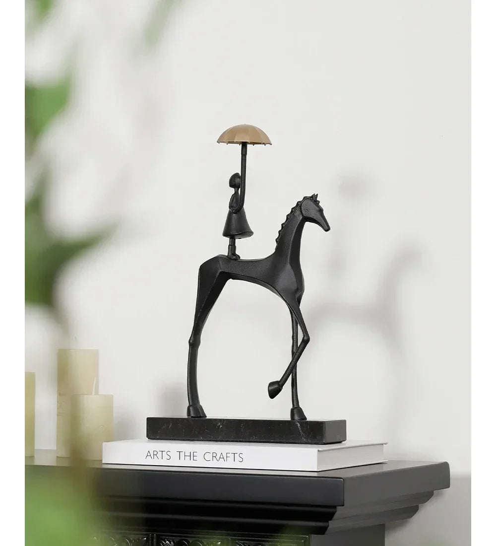 Horse Sculpture - Decorative Horse Figurine | Mixed (Metal and Marble) Horse Sculpture | overhead view | Abstract home decor | House of Avana