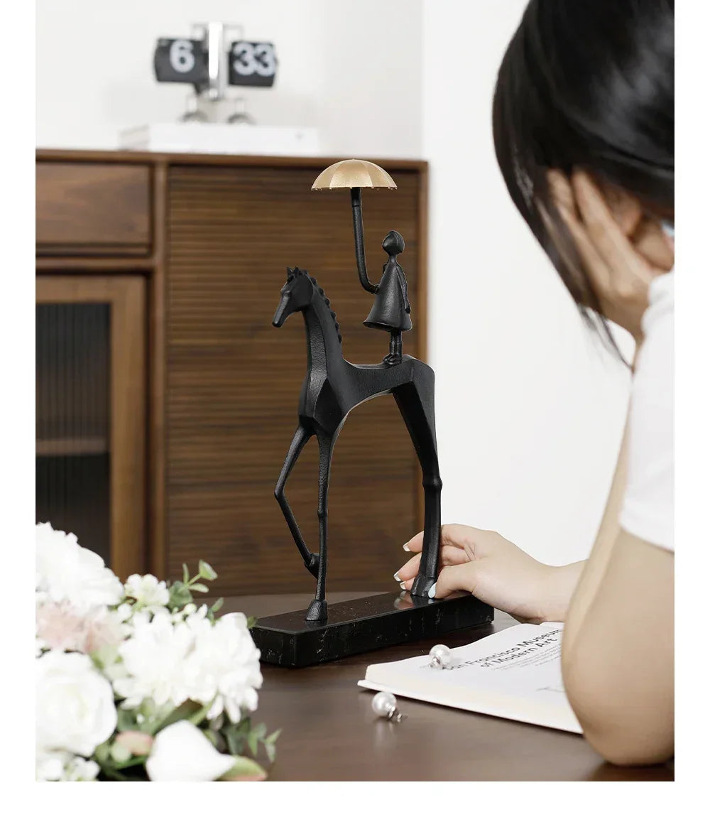 Horse Sculpture - Decorative Horse Figurine | Mixed (Metal and Marble) Horse Sculpture | product view 16 | Abstract home decor | House of Avana