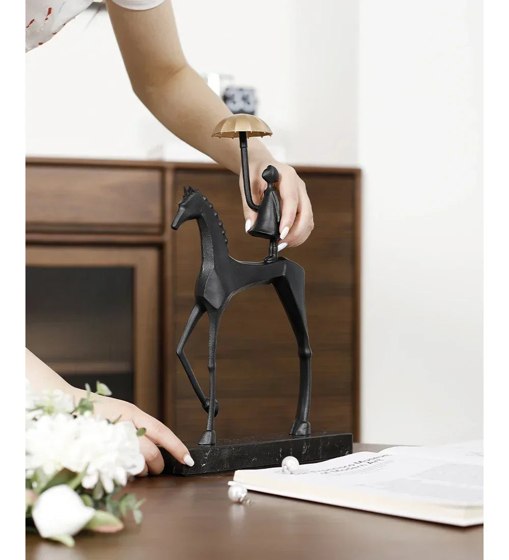 Horse Sculpture - Decorative Horse Figurine | Mixed (Metal and Marble) Horse Sculpture | product view 18 | Abstract home decor | House of Avana