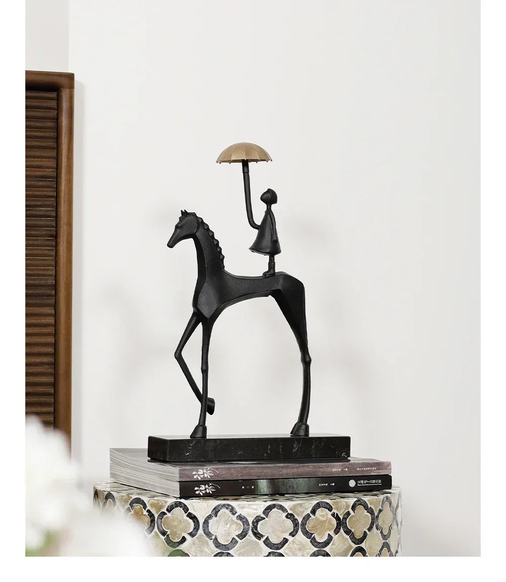 Horse Sculpture - Decorative Horse Figurine | Mixed (Metal and Marble) Horse Sculpture | product view 19 | Abstract home decor | House of Avana