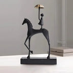 Horse Sculpture - Decorative Horse Figurine | Mixed (Metal and Marble) Horse Sculpture | side view | Abstract home decor | House of Avana