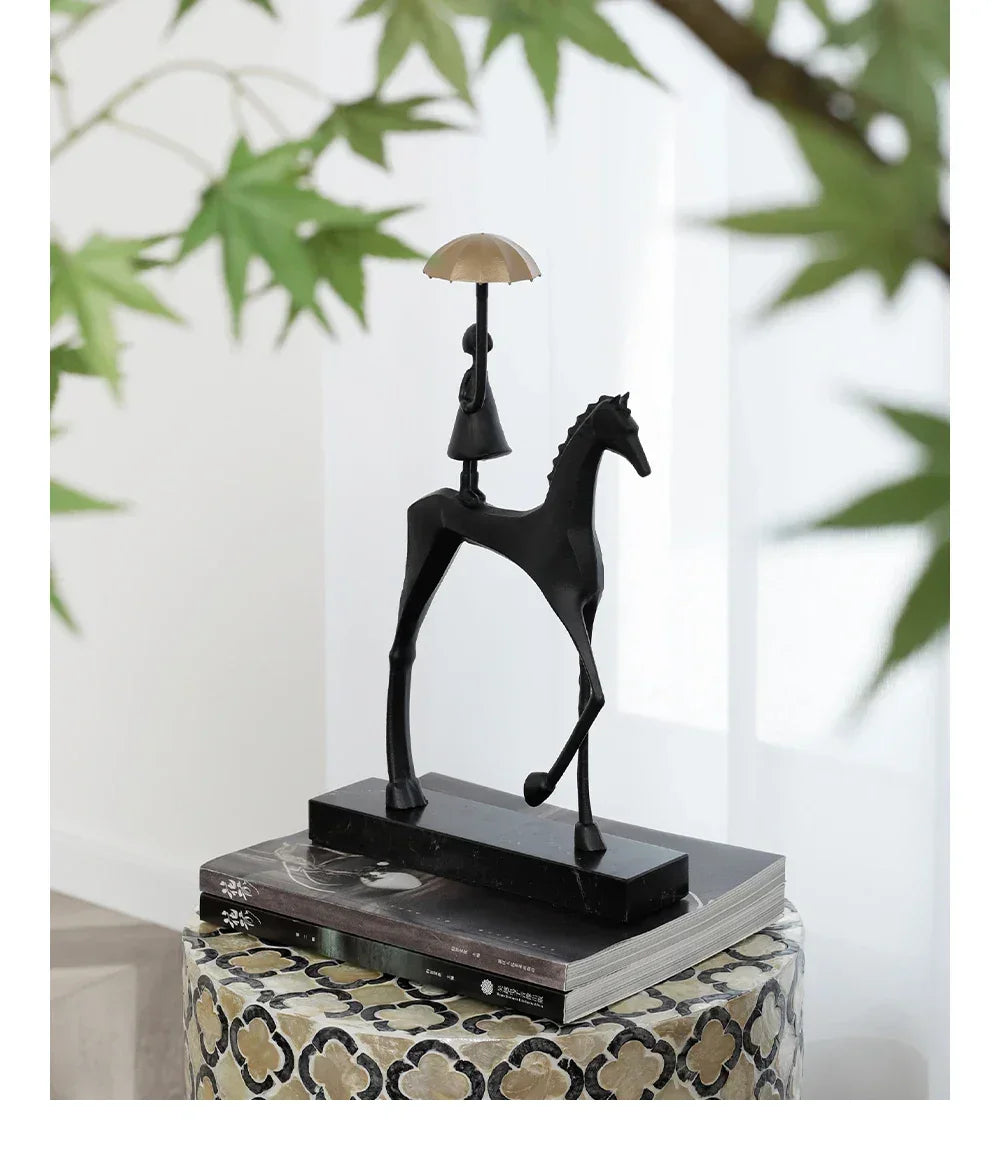 Horse Sculpture - Decorative Horse Figurine | Mixed (Metal and Marble) Horse Sculpture | product view 20 | Abstract home decor | House of Avana