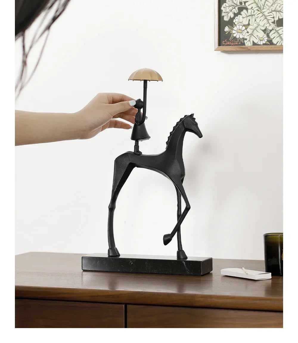 Horse Sculpture - Decorative Horse Figurine | Mixed (Metal and Marble) Horse Sculpture | product view 23 | Abstract home decor | House of Avana