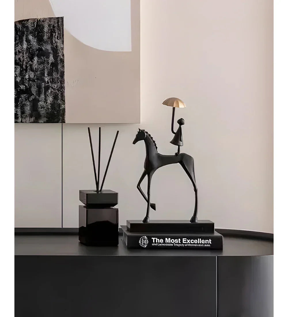 Horse Sculpture - Decorative Horse Figurine | Mixed (Metal and Marble) Horse Sculpture | product view 24 | Abstract home decor | House of Avana