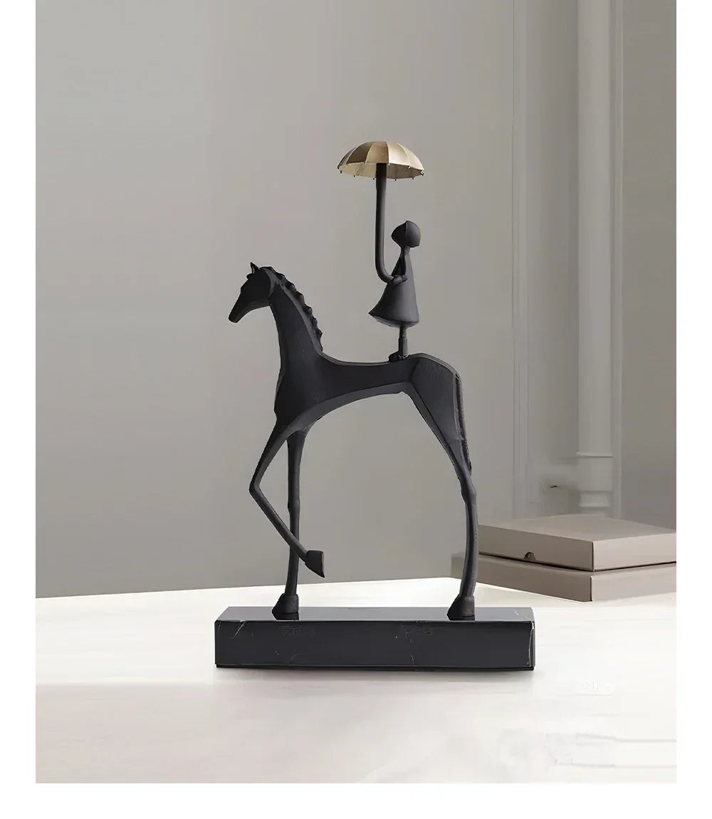 Horse Sculpture - Decorative Horse Figurine | Mixed (Metal and Marble) Horse Sculpture | product view 25 | Abstract home decor | House of Avana