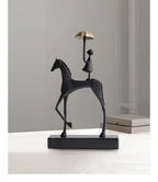 Horse Sculpture - Decorative Horse Figurine | Mixed (Metal and Marble) Horse Sculpture | product view 25 | Abstract home decor | House of Avana
