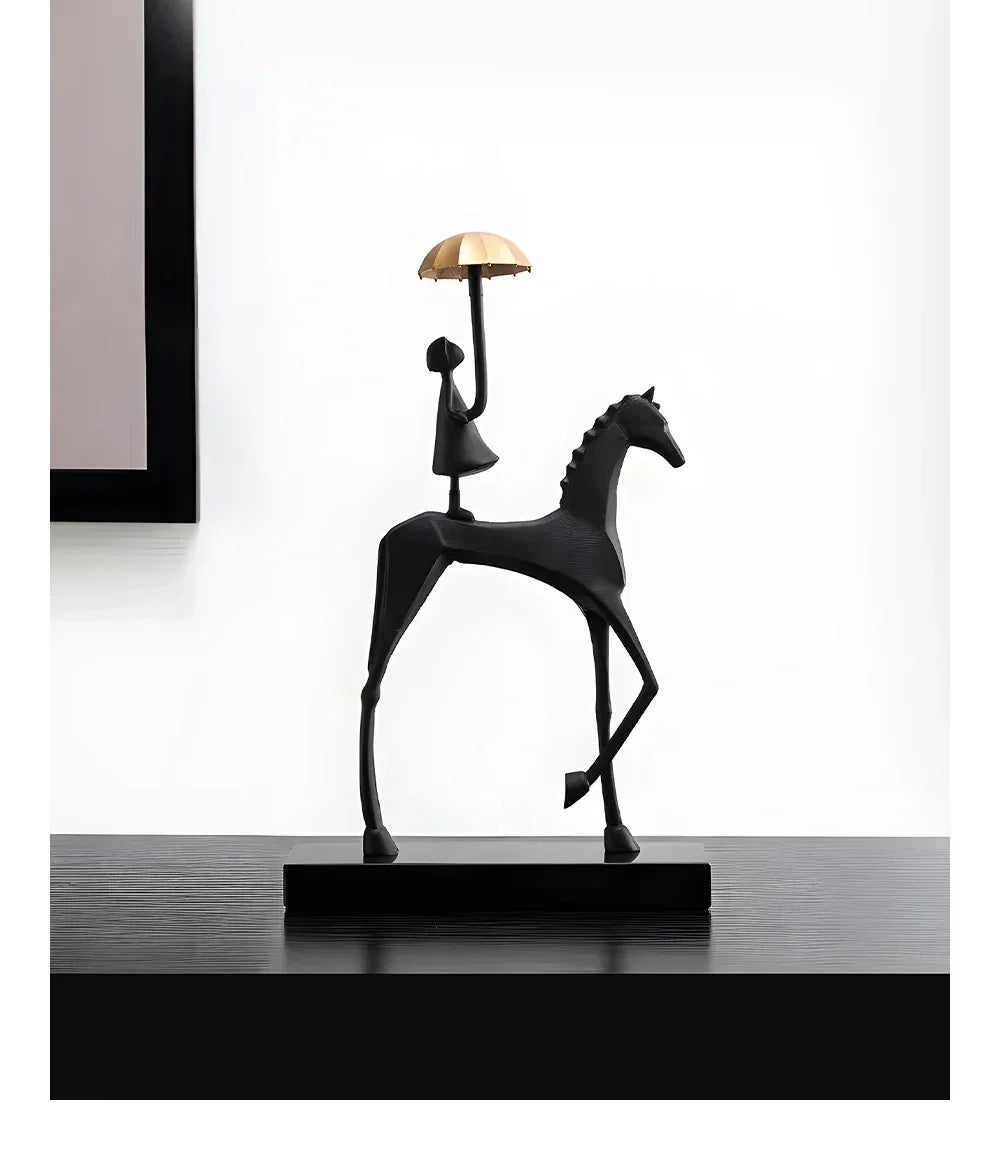 Horse Sculpture - Decorative Horse Figurine | Mixed (Metal and Marble) Horse Sculpture | product view 26 | Abstract home decor | House of Avana