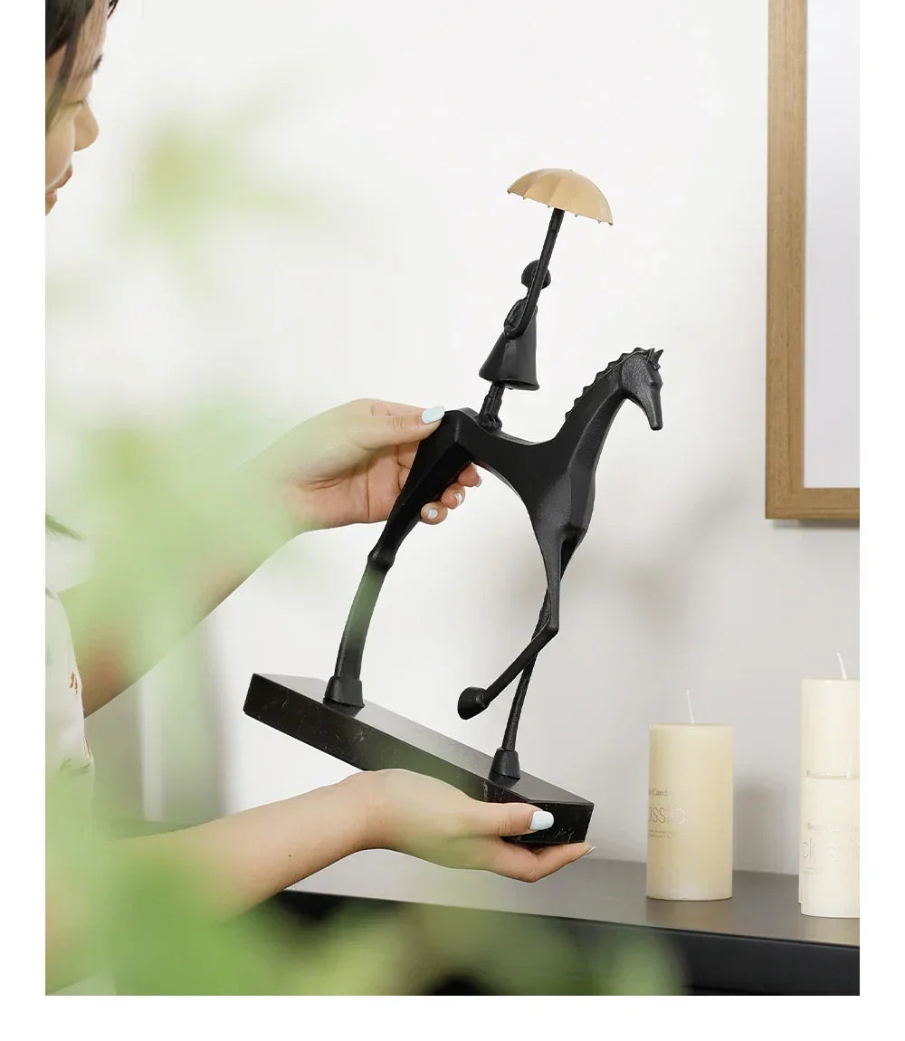 Horse Sculpture - Decorative Horse Figurine | Mixed (Metal and Marble) Horse Sculpture | product view 28 | Abstract home decor | House of Avana