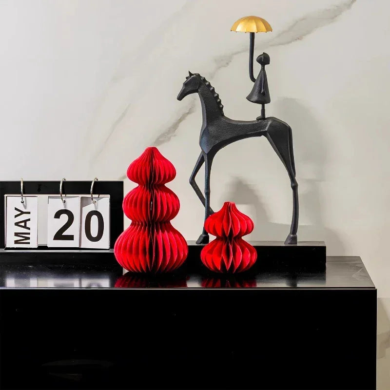 Horse Sculpture - Decorative Horse Figurine | Mixed (Metal and Marble) Horse Sculpture | back view | Abstract home decor | House of Avana