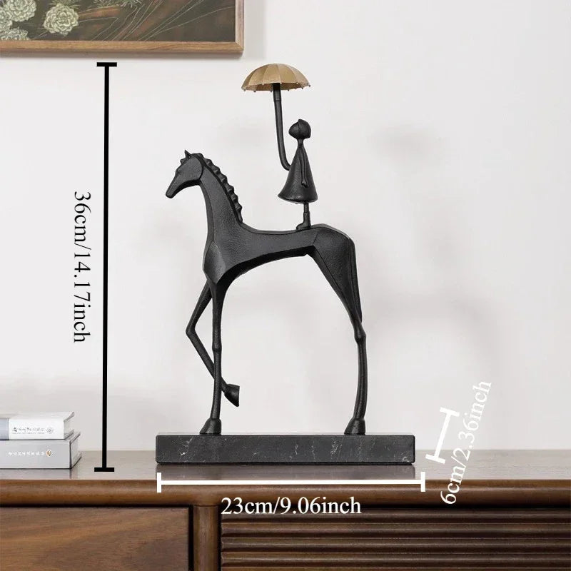 Horse Sculpture - Decorative Horse Figurine | Mixed (Metal and Marble) Horse Sculpture | product view 31 | Abstract home decor | House of Avana