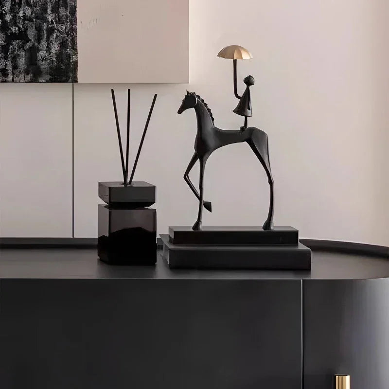Horse Sculpture - Decorative Horse Figurine | Mixed (Metal and Marble) Horse Sculpture | detail view | Abstract home decor | House of Avana