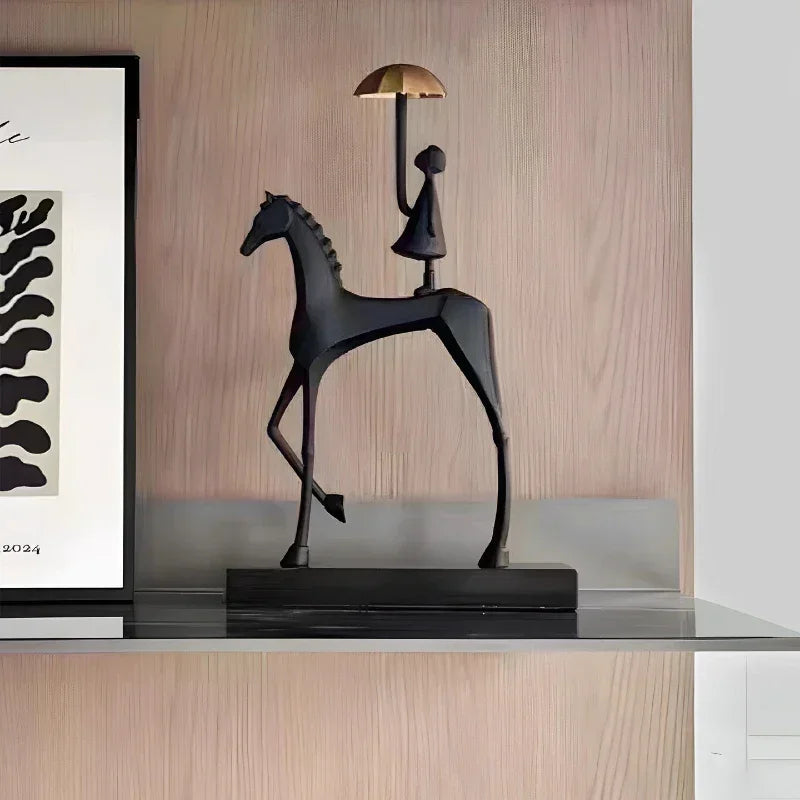 Horse Sculpture - Decorative Horse Figurine | Mixed (Metal and Marble) Horse Sculpture | angle view | Abstract home decor | House of Avana
