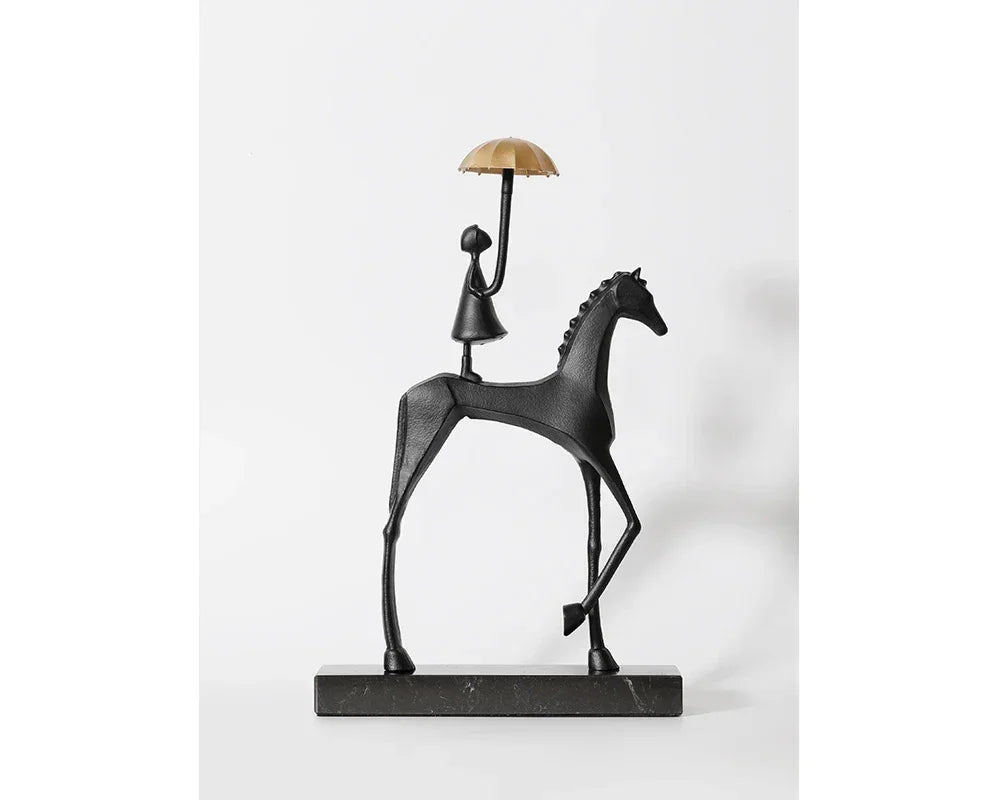 Horse Sculpture - Decorative Horse Figurine | Mixed (Metal and Marble) Horse Sculpture | top view | Abstract home decor | House of Avana