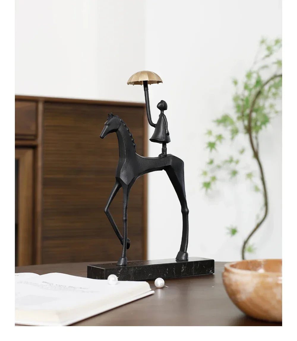 Horse Sculpture - Decorative Horse Figurine | Mixed (Metal and Marble) Horse Sculpture | lifestyle | Abstract home decor | House of Avana
