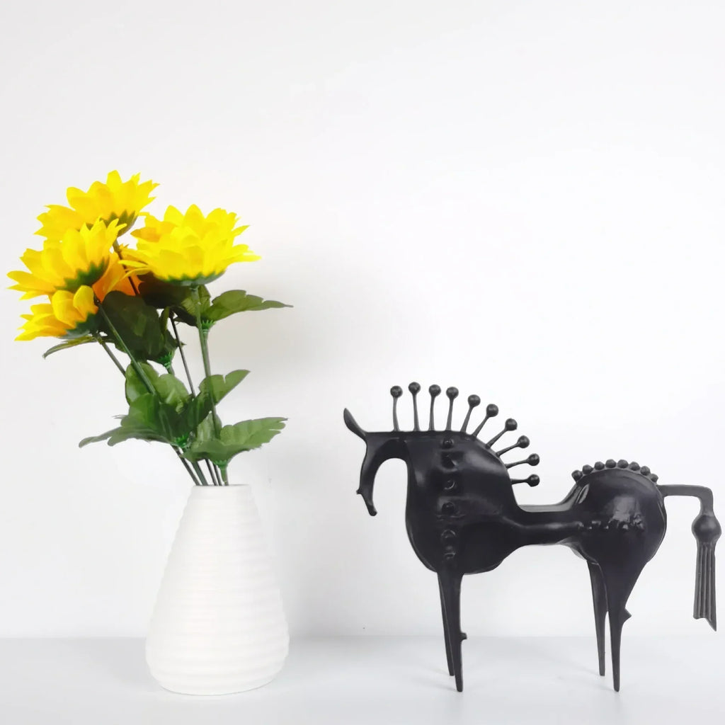 Abstract Horse Figurine - Modern Metallic Finish | Iron Horse Sculpture | detail view | Abstract home decor | House of Avana