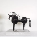 Abstract Horse Figurine - Modern Metallic Finish | Iron Horse Sculpture | angle view | Abstract home decor | House of Avana