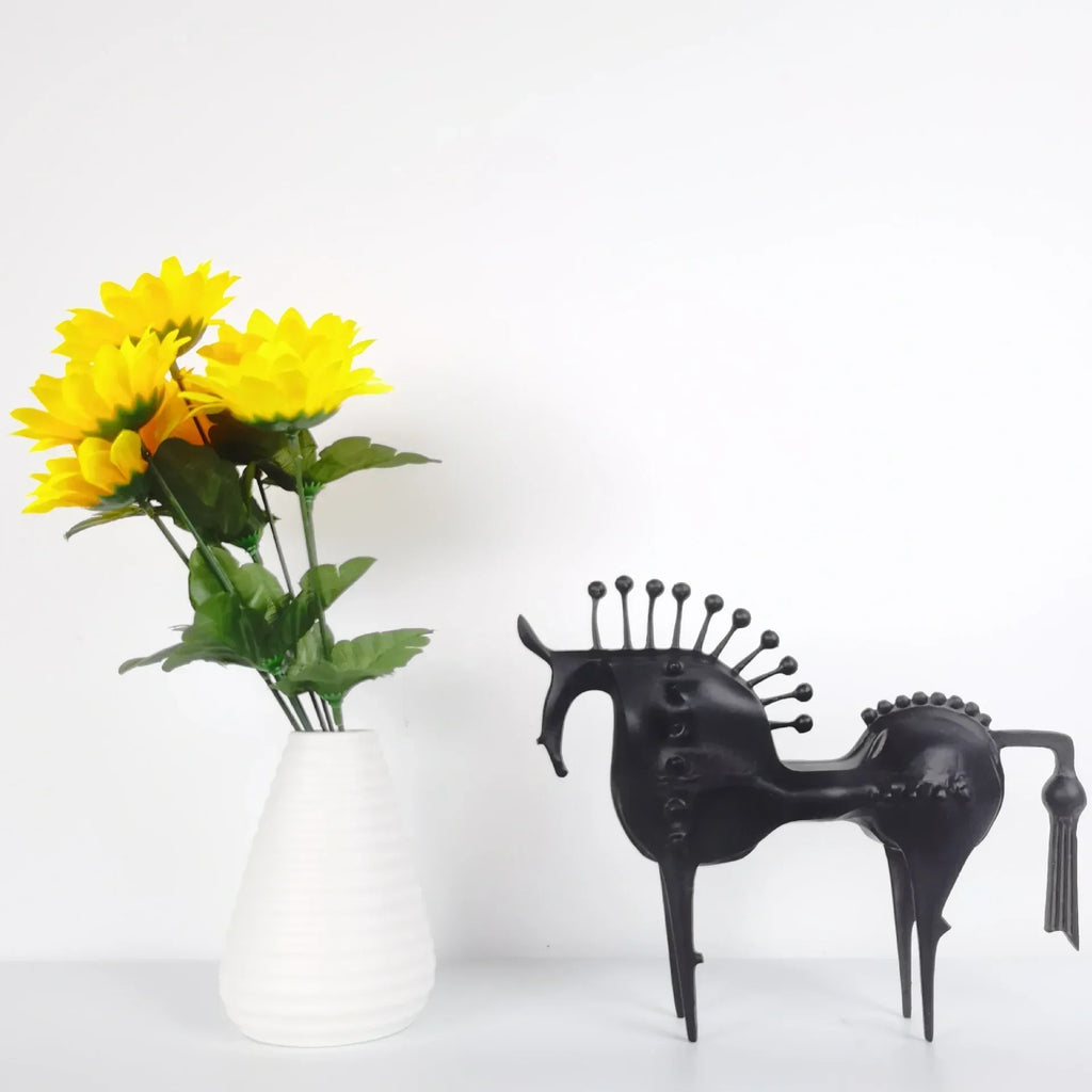 Abstract Horse Figurine - Modern Metallic Finish | Iron Horse Sculpture | close-up | Abstract home decor | House of Avana