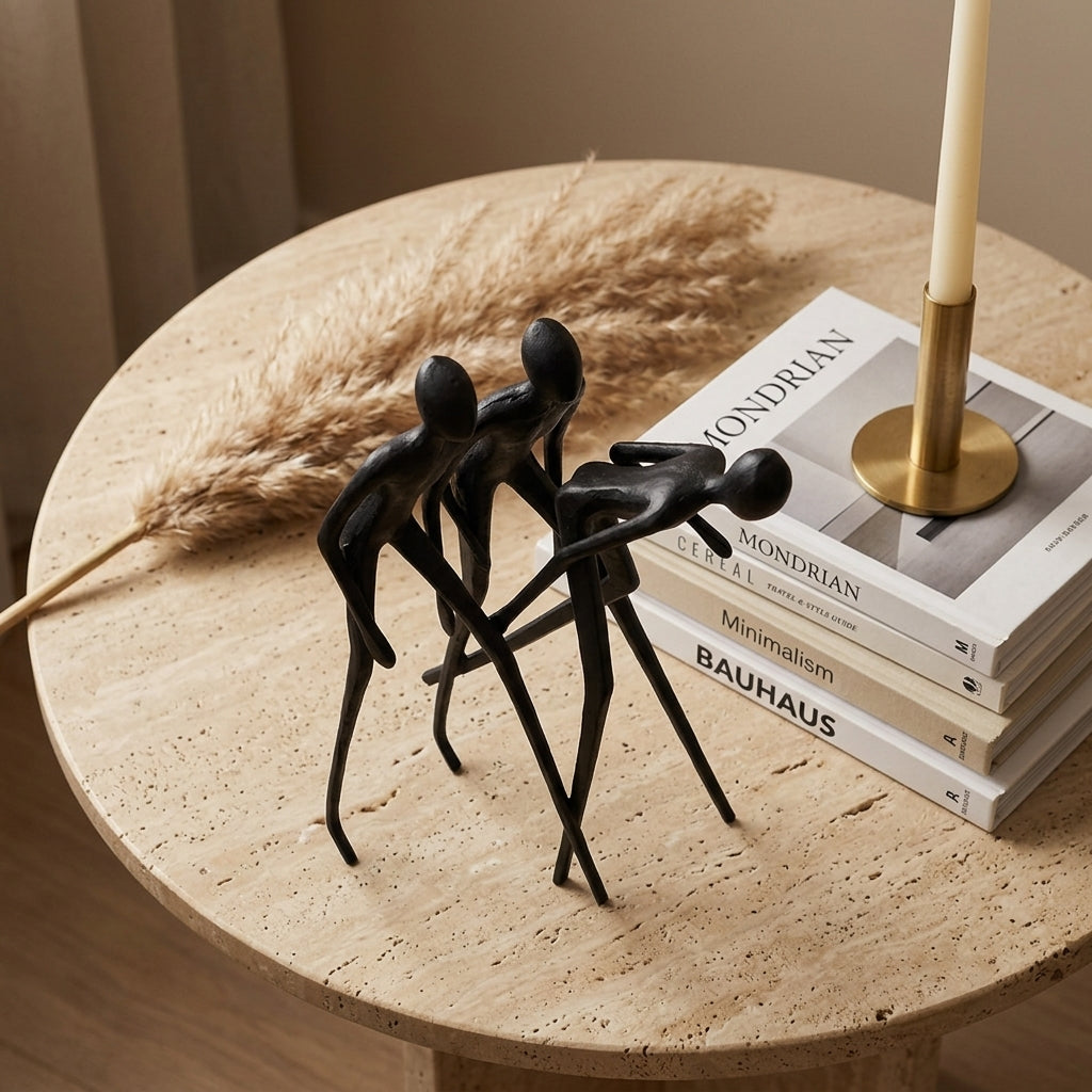 Human Sculpture Matte Black Iron Trio for Your Living Room