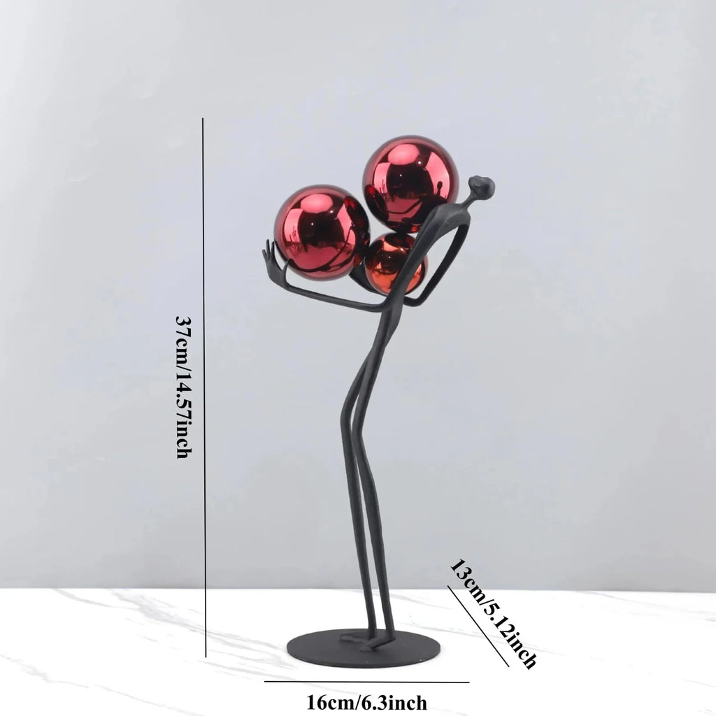 Human Sculpture with Decorative Metal Balls | Mixed (Metal and) Figure Sculpture | scale view | Abstract home decor | House of Avana