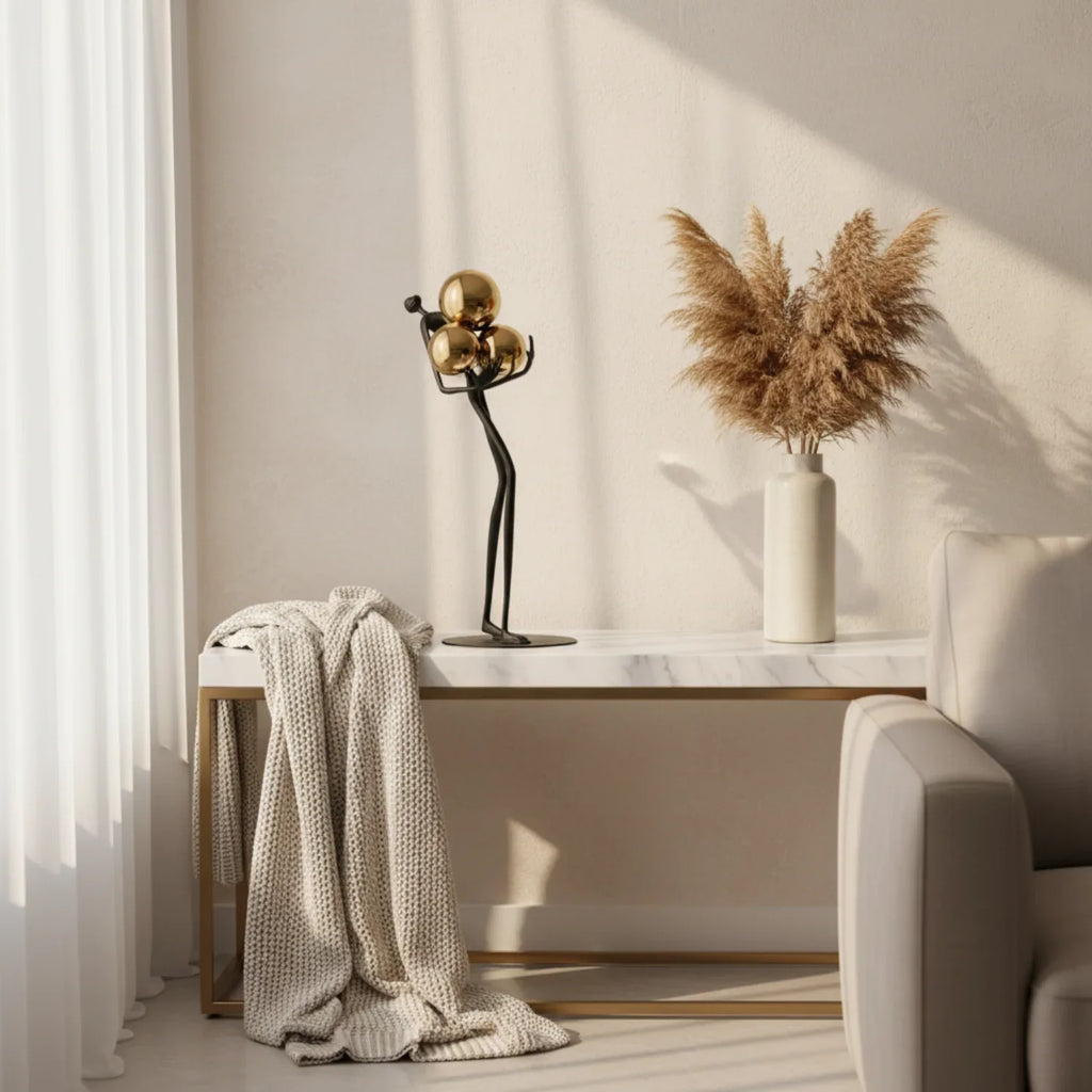 Human Sculpture with Decorative Metal Balls | Mixed (Metal and) Figure Sculpture | room setting | Abstract home decor | House of Avana