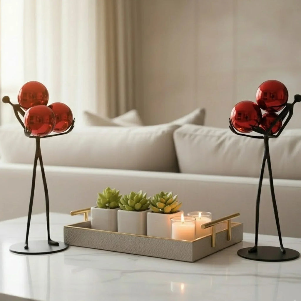 Human Sculpture with Decorative Metal Balls | Mixed (Metal and) Figure Sculpture | product view 21 | Abstract home decor | House of Avana