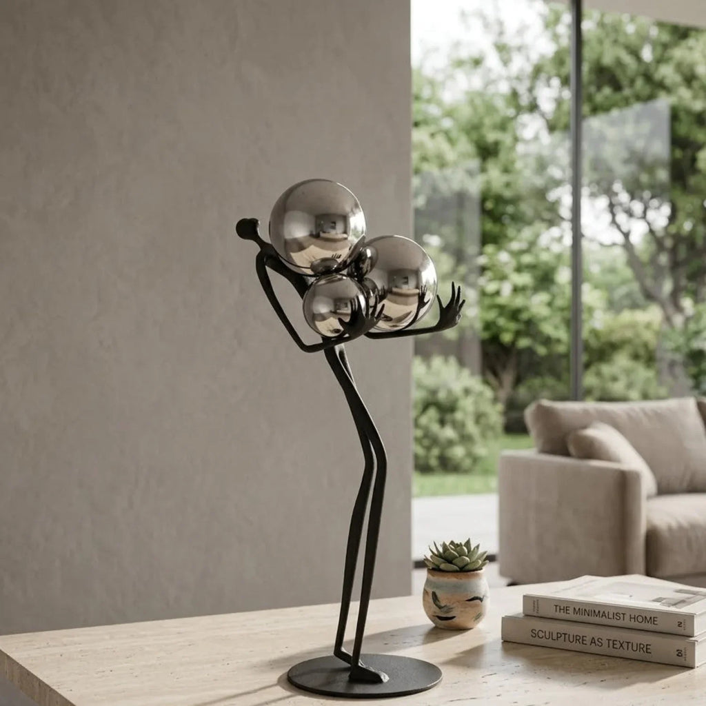 Human Sculpture with Decorative Metal Balls | Mixed (Metal and) Figure Sculpture | product view 22 | Abstract home decor | House of Avana