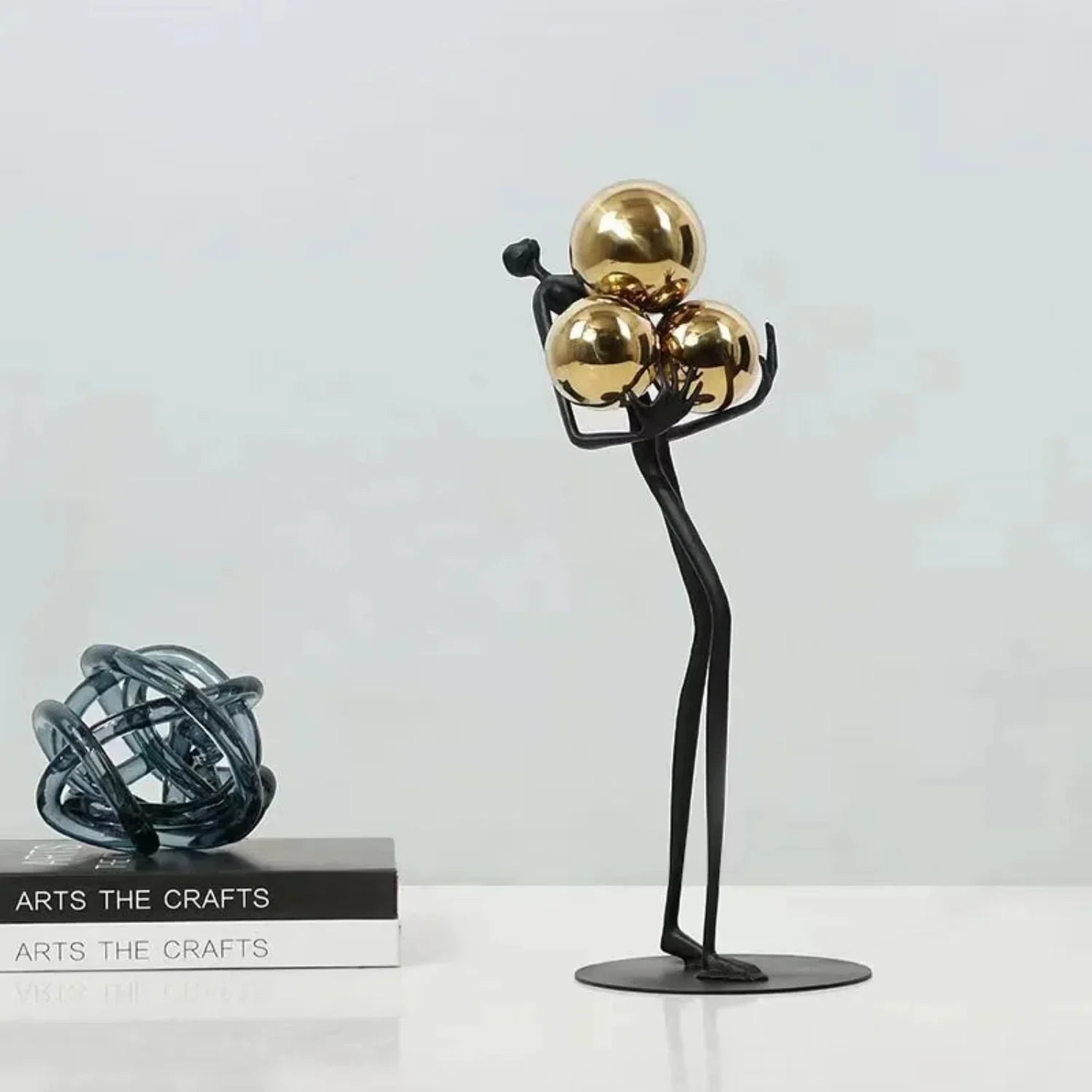 Human Sculpture with Decorative Metal Balls | Mixed (Metal and) Figure Sculpture | back view | Abstract home decor | House of Avana