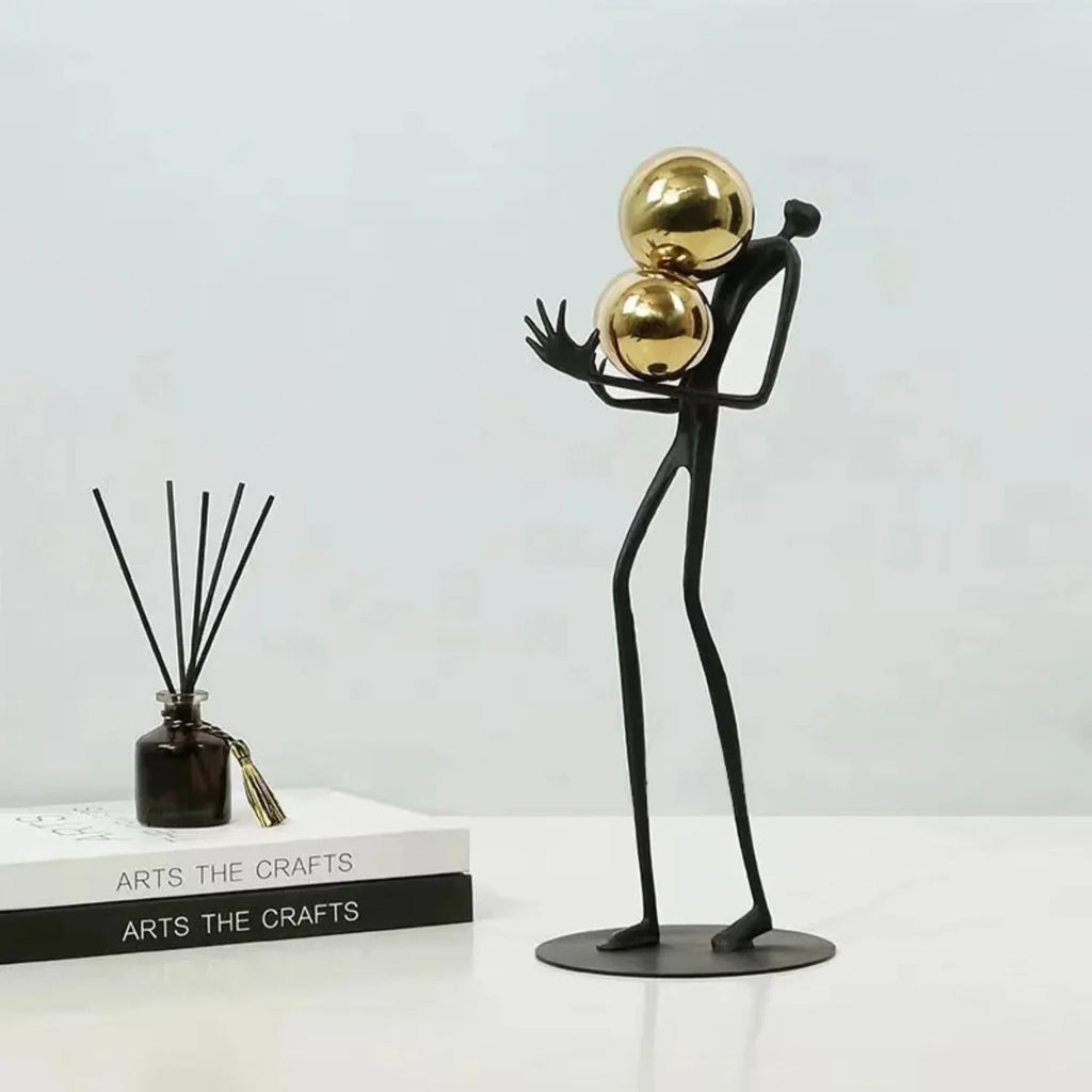 Human Sculpture with Decorative Metal Balls | Mixed (Metal and) Figure Sculpture | detail view | Abstract home decor | House of Avana