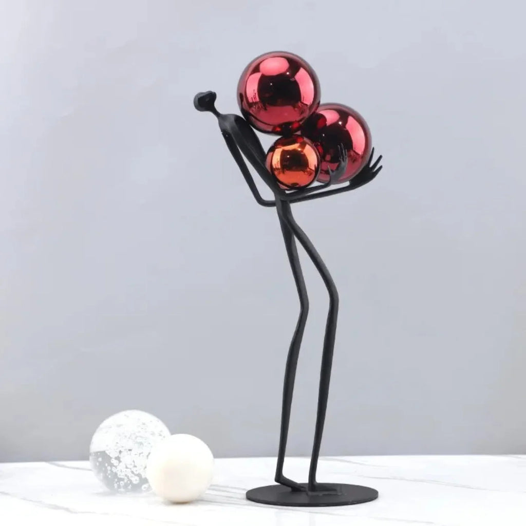 Human Sculpture with Decorative Metal Balls | Mixed (Metal and) Figure Sculpture | angle view | Abstract home decor | House of Avana